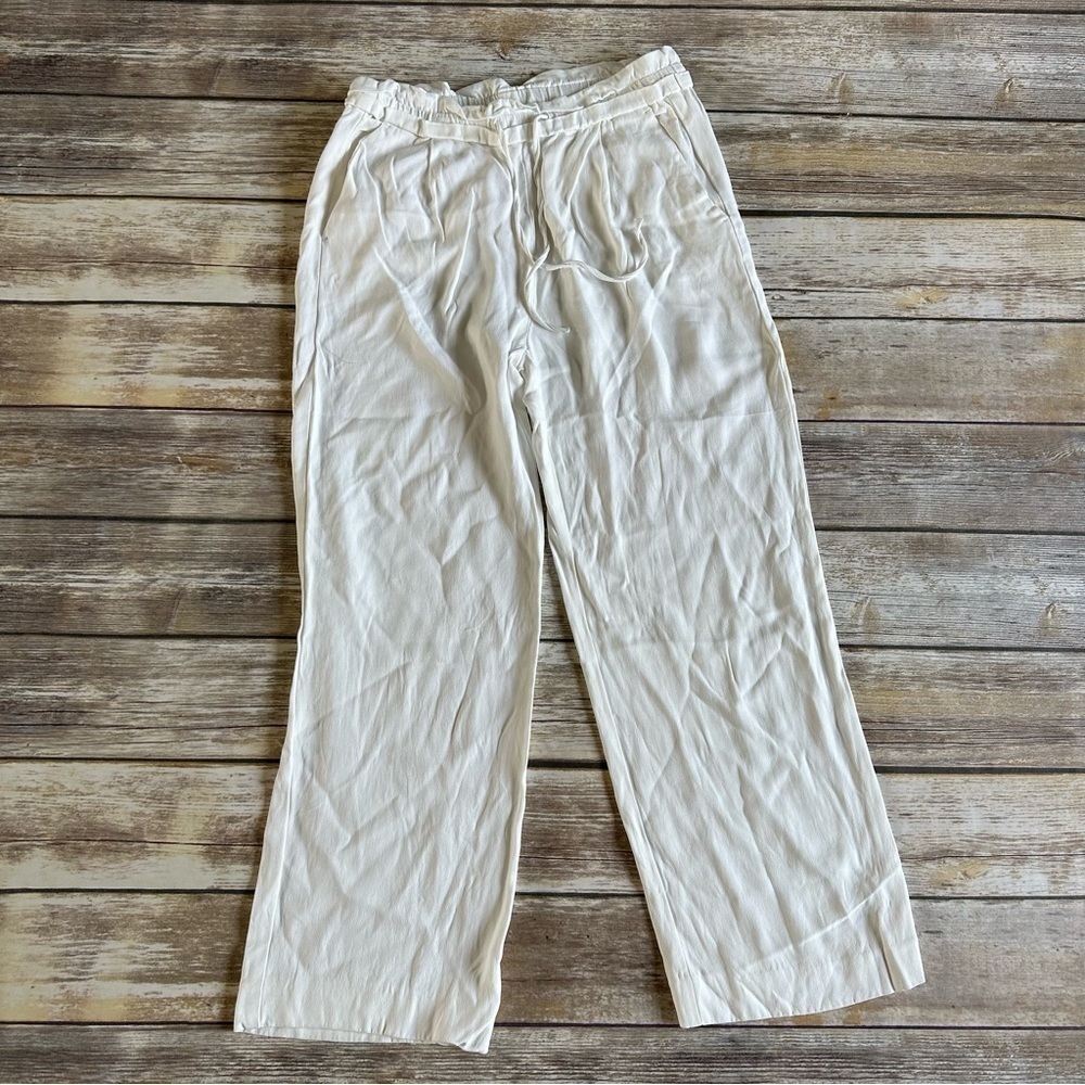 Reiss White Drawstring Pants Sz 4 Viscose